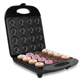 Mini Donut Maker Machine For Kids Snack Breakfast Desserts With 16 Doughnuts Holes Non Stick Coating Double-Side Heating Plates Overheating Prote