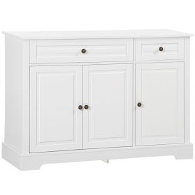 Sideboard Buffet Cabinet, Modern Accent Cabinet with 2 Drawers and Adjustable Shelves, Entryway Cabinet, White