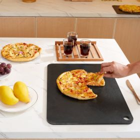 Pizza Steel, 20' X 14' X 3/8' Pizza Steel Plate For Oven, Pre-Seasoned Carbon Steel Pizza Baking Stone With 20X Higher Conductivity, Heavy Duty R (Option: Black)