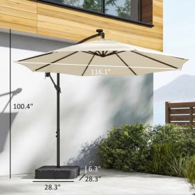 10 Ft Cantilever Patio Umbrella With Light, Weight, Offset Hanging Outdoor Umbrella With Protective Cover Adjustable Canopy (Option: Cream White)