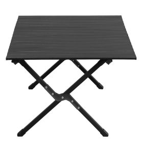 86cm Carbon Steel Camping Table Multifunctional Picnic Table Portable Table Folding Table (Option: Black)