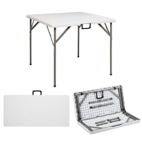 34inch Foldable Square Table,Folding Card Table Plastic Table Portable Square Height Dining Table Perfect For Picnics,Parties,Party And Camping (Option: White)