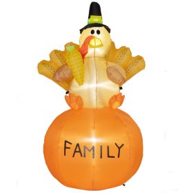4.9ft Inflatable Thanksgiving Turkey, Blow Up LED Display for Garden Indoor Outdoor (Option: Multi Color-220x220x160 mm)