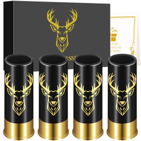 4 Deer Heads 1.5 Ounces - Reusable High-quality Plastic Bullet Cup, Suitable For Whiskey, Cocktails, And Wine, Perfect For Bars, Parties, And Gif (Option: Black XJB0106)