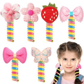 6Pcs Colorful Telephone Wire Hair Bands For Kids, Spiral Ties Braided Telephone Cord Hair Bands Hair Accessories For Girls Women, Bowknot Braided (Option: 4156401M)